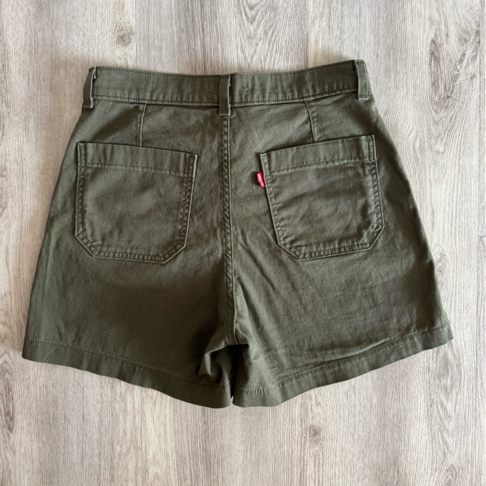 Levi’s Army Olive Green Utility Cotton Stretch Shorts Gorpcore Casual Cool Sz 27 - Picture 8 of 10